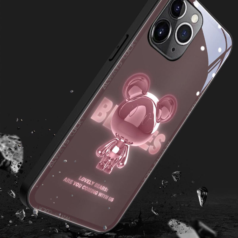 Incoming Call Luminous Metal Bear Phone Case