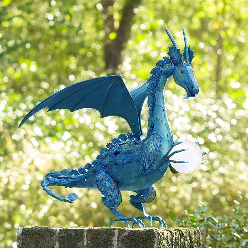 Green Dragon Statue with Solar Pearl