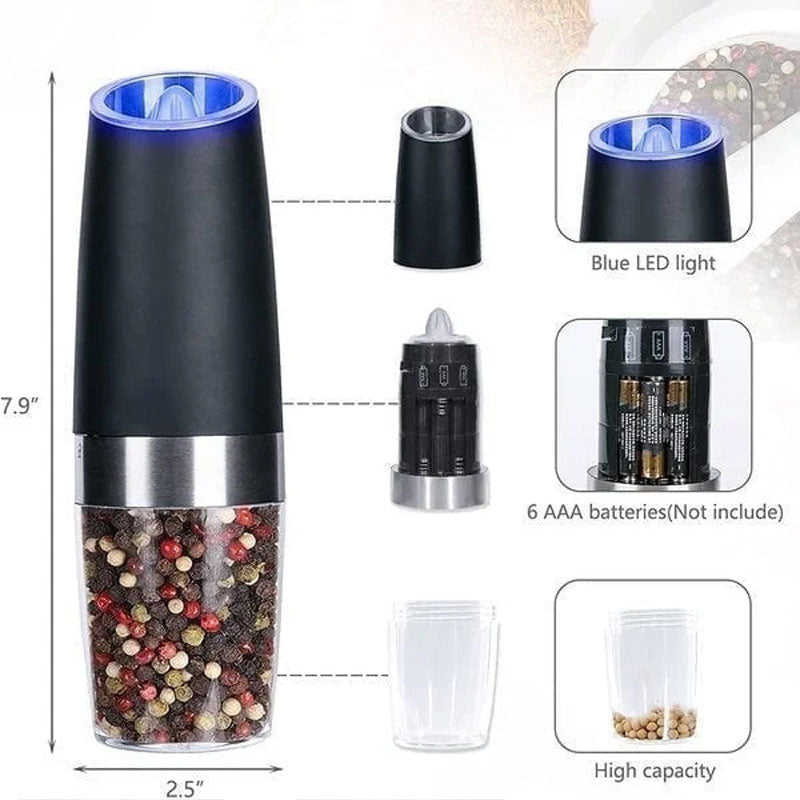 Automatic Electric Gravity Induction Salt and Pepper Grinder