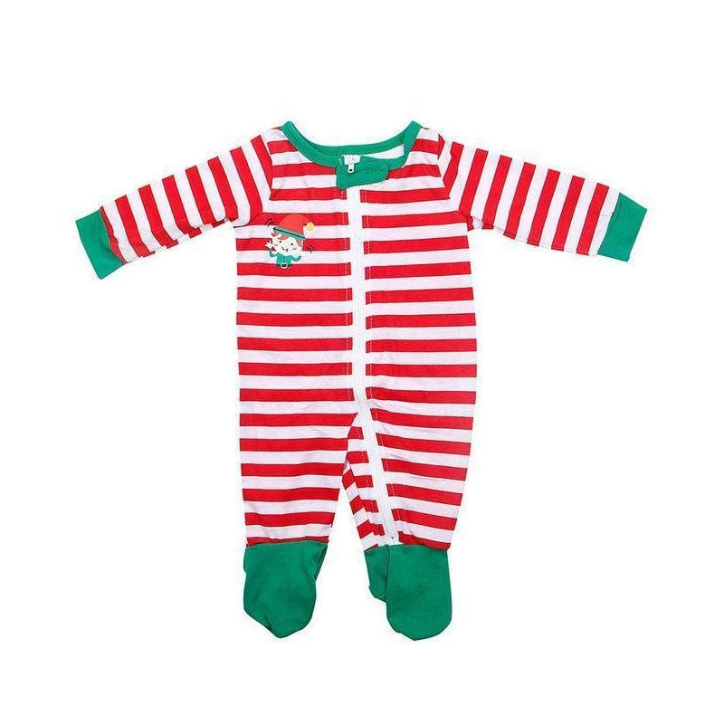 Christmas ELF Print Striped Family Matching Pajamas Set