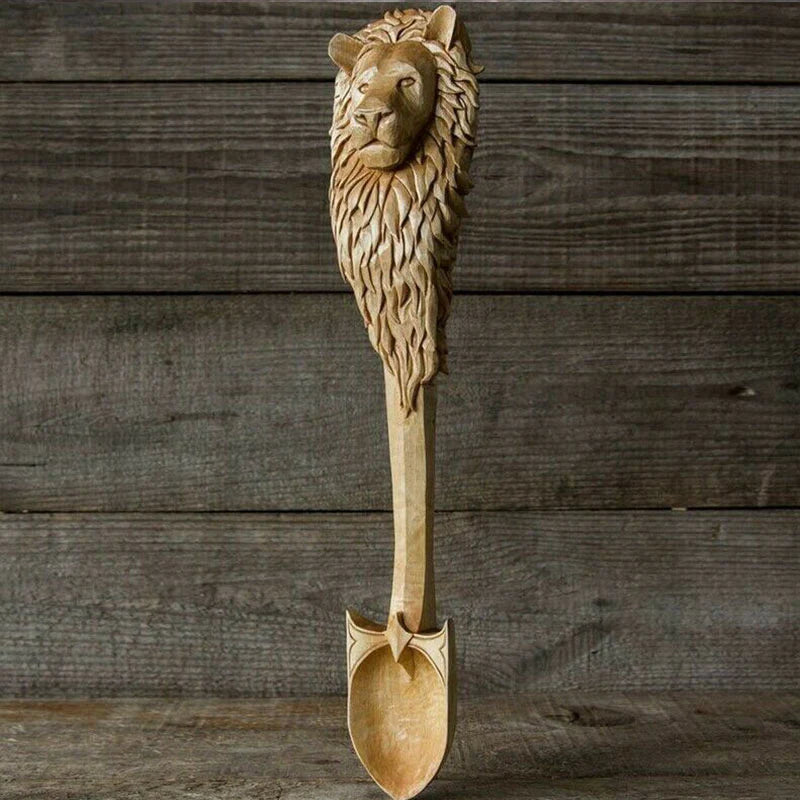 Carved wooden spoon for kitchen cooking