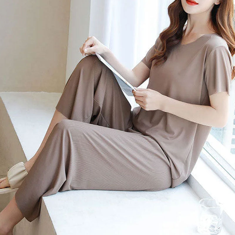 Ice Silk Short-sleeved T-shirt Two-piece Set