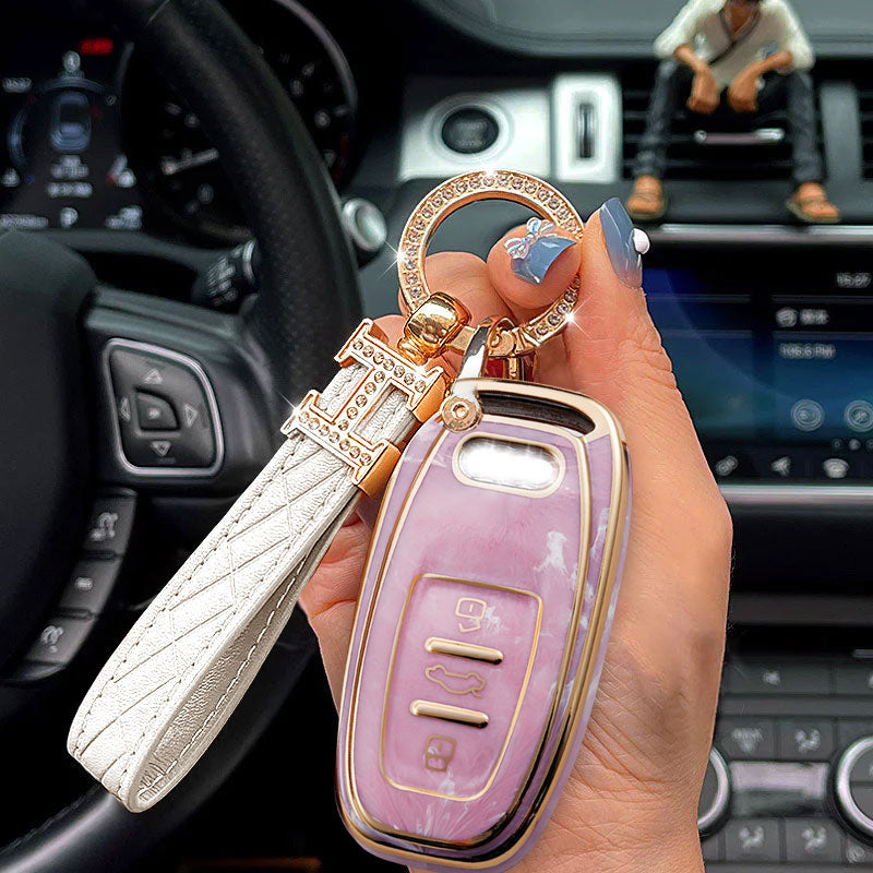 For Audi-Car Rhinestone Keychain Key Case