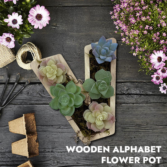 Wooden Alphabet Flower Pot