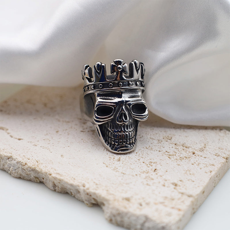 Folbom - Vintage Crown Skull Titanium Steel Ring