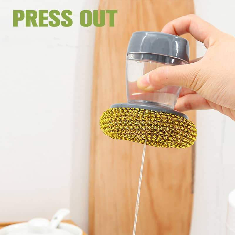 Push-type Automatic Liquid Adding Pot Washing Brush Cleaning Brush Steel Wire Ball