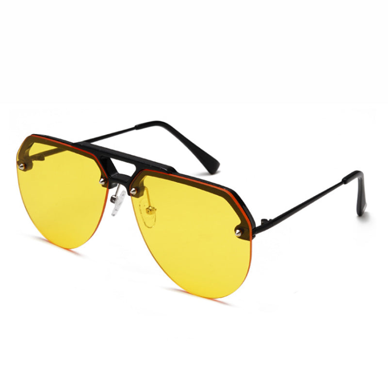 Folbom - Oversized Semi-Rimless Aviator Sunglasses