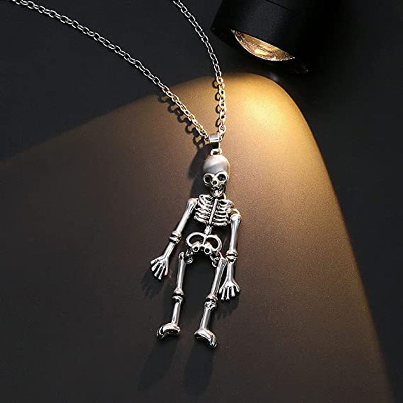 Skeleton Ghost Holding Couple Necklace