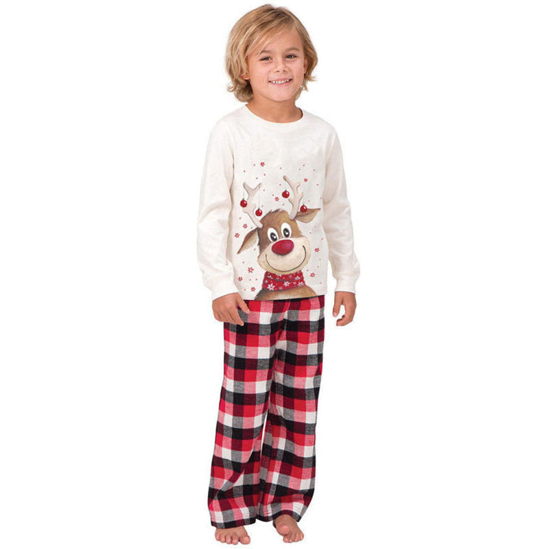 Deer Plaid Cartoon Family Matching Christmas Pajamas