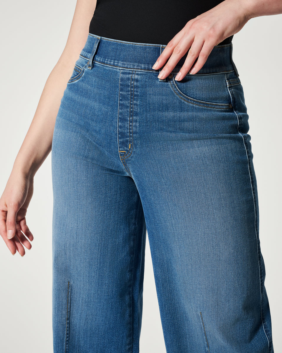 Seamed Front Wide Leg Jeans, Vintage Indigo