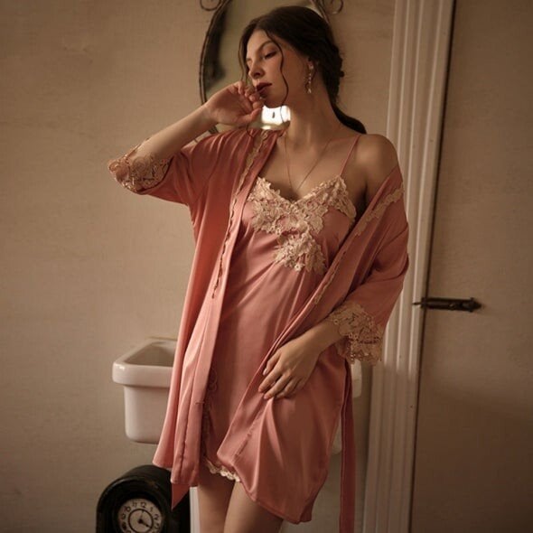 Blushy Silky Texture 5 Piece Pajama Set