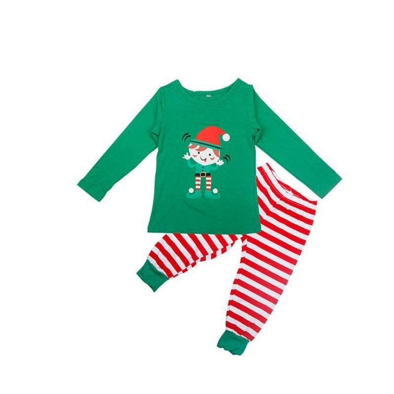 Christmas ELF Print Striped Family Matching Pajamas Set