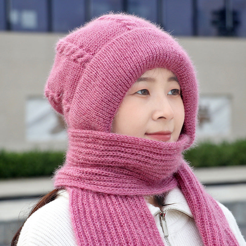 Women's Snow Cap With Hat And Scarf