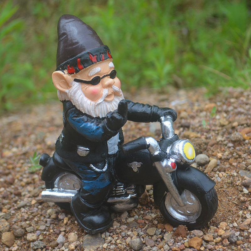 Gnome Dwarf Motorcycle Statue