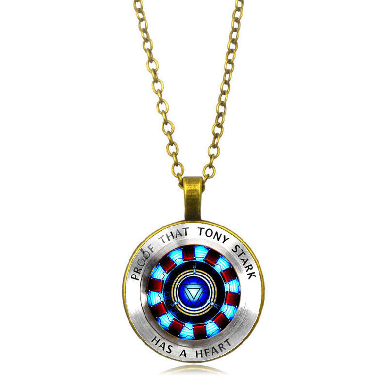 Iron Man Heart Time Stone Necklace