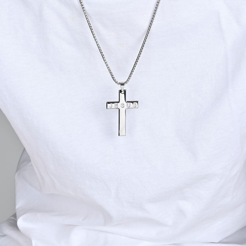 Jesus Stainless Steel Cross Necklace