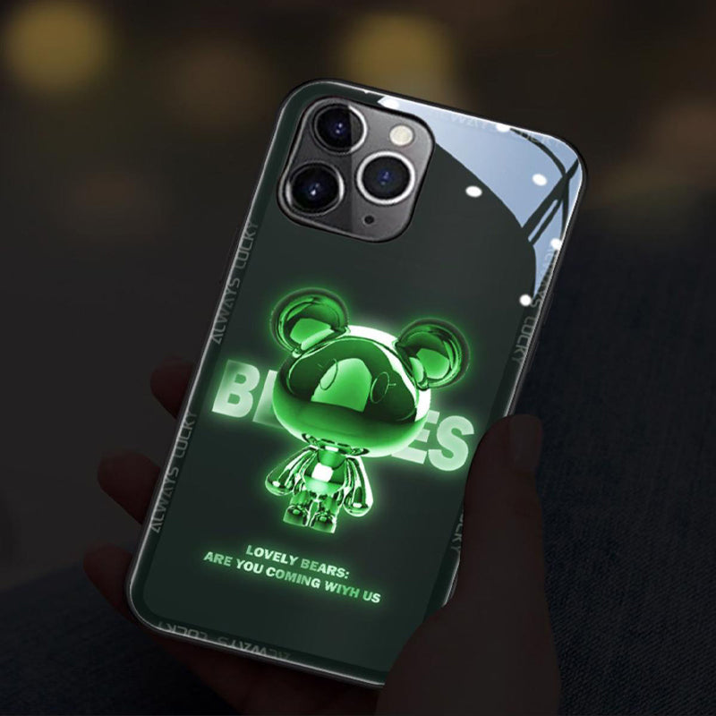 Incoming Call Luminous Metal Bear Phone Case