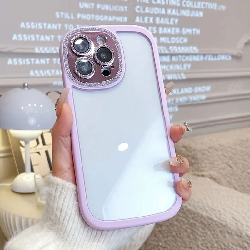 Round Edge Phone Case With Glitter Lens