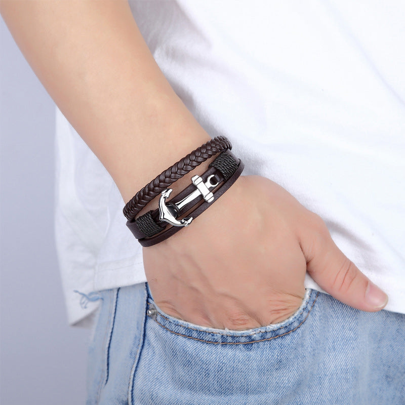 Anchor Chain Men's Layered Bracelet