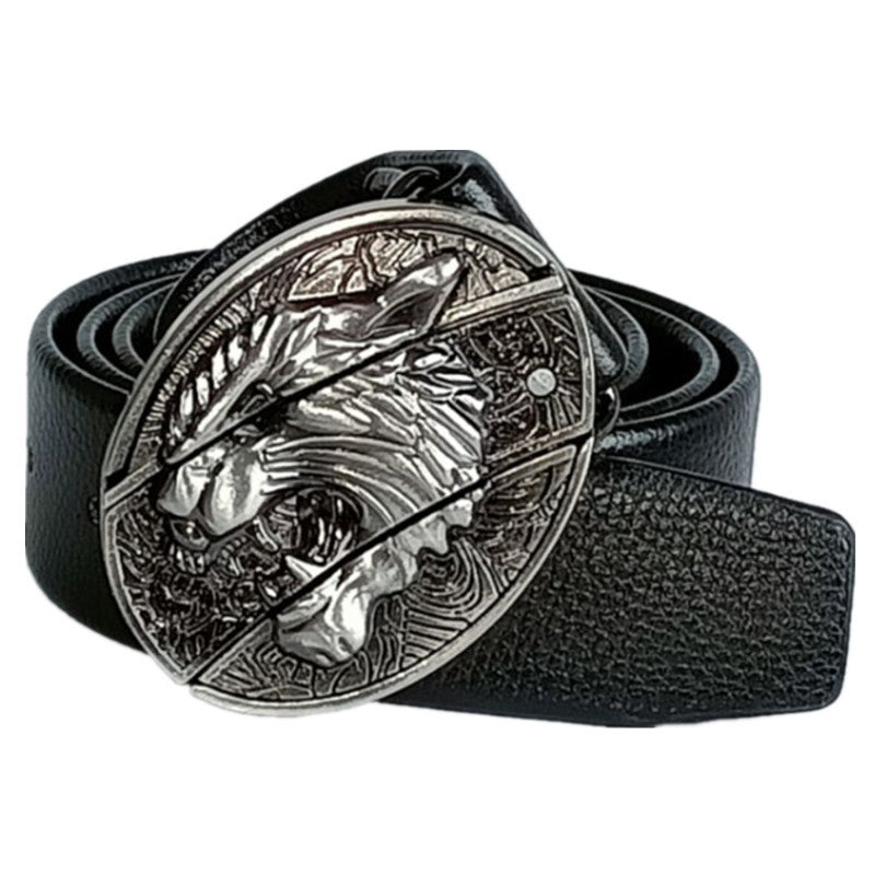 Men's Leather Defensive Punk Belt Knife