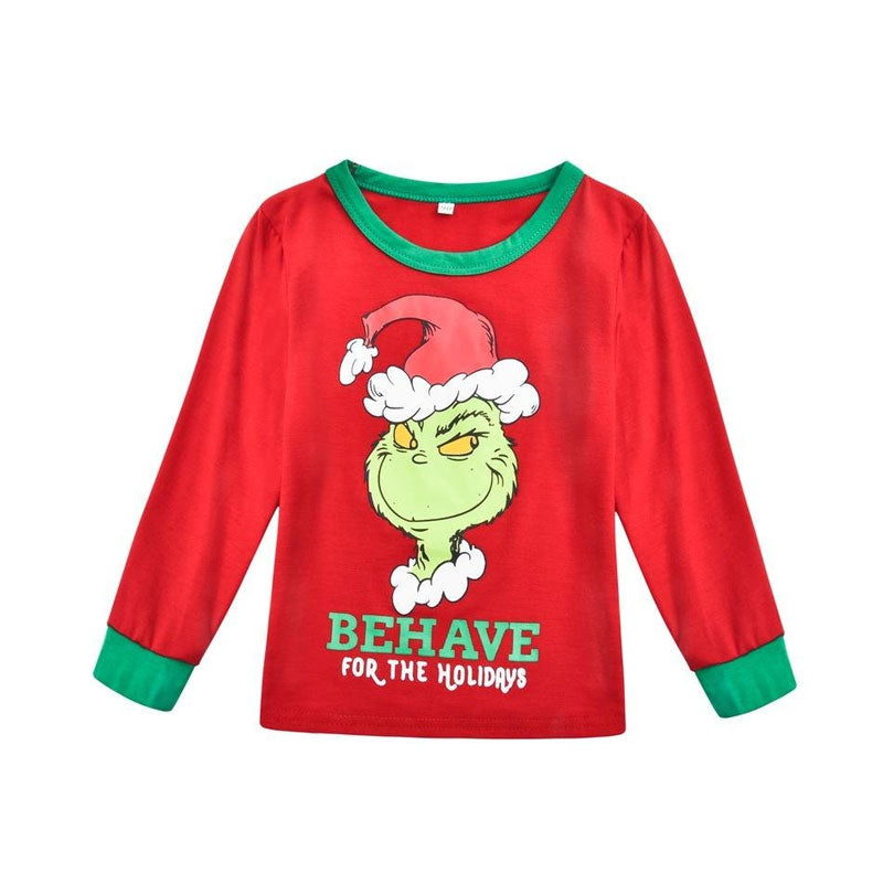 Family Matching Elf Print Merry Christmas Striped Pajamas Sets