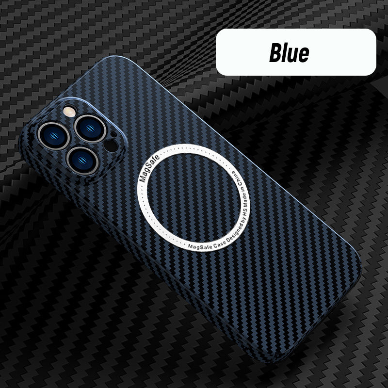 Contrasting Color Magnetic Carbon Phone Case