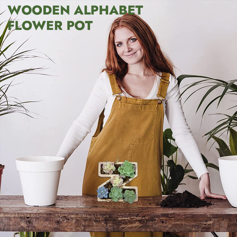 Wooden Alphabet Flower Pot