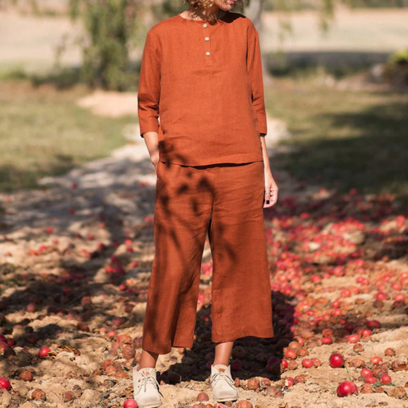 Round Neck Top Pants Suit