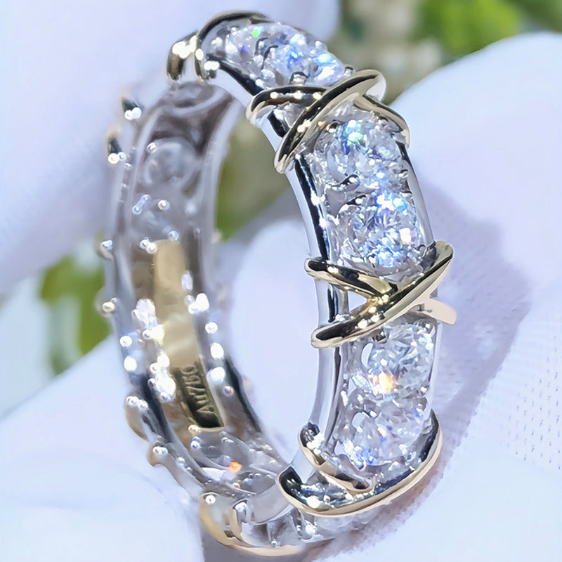 Women's Cross Two Tone Zircon Ring