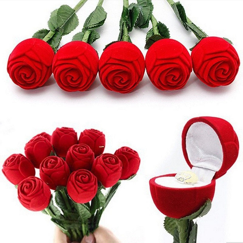 Ring Box Artificial Long Stem Rose