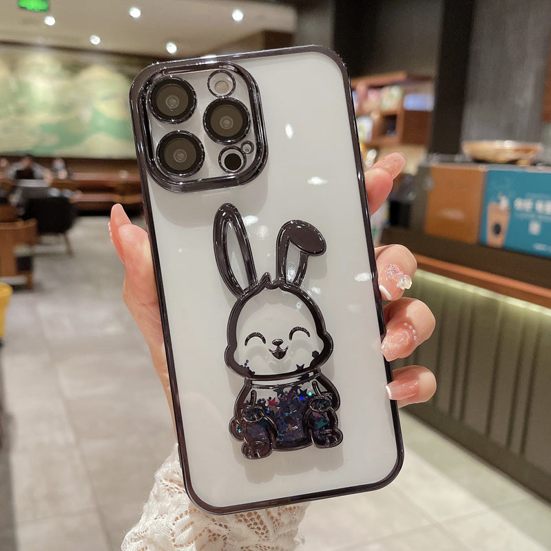 3D Cute Rabbit Quicksand Phone Case