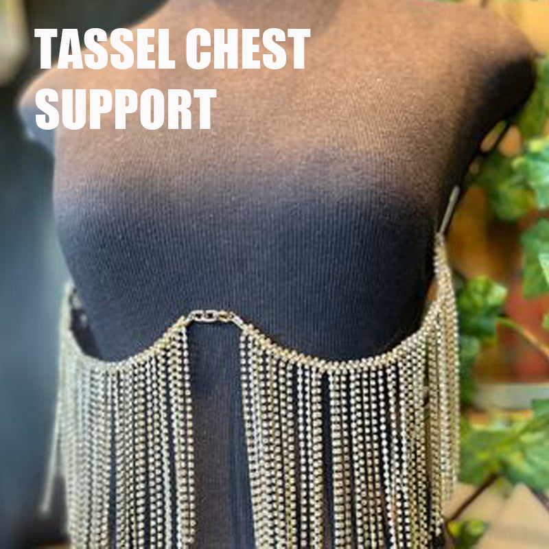 Fashion Tassel Chest Support Rhinestone Body Chain