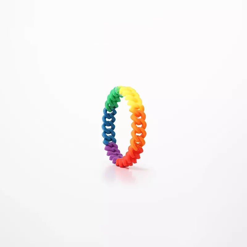 Rainbow Chain Link Silicone Pride Bracelets