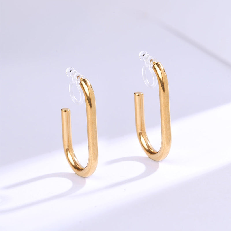 Oval Clip Hoop Earrings