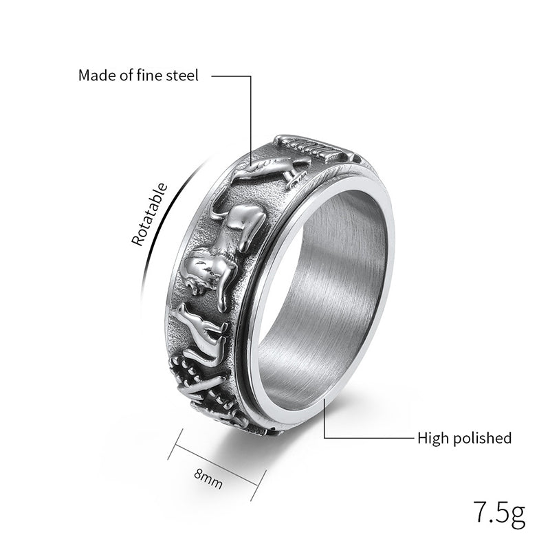 Ancient Egyptian Symbols Titanium Steel Spinning Ring