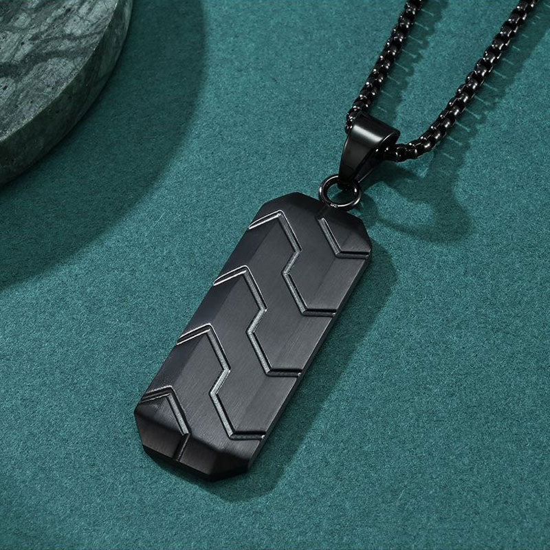 Tire pattern pendant hip hop vintage stainless steel necklace