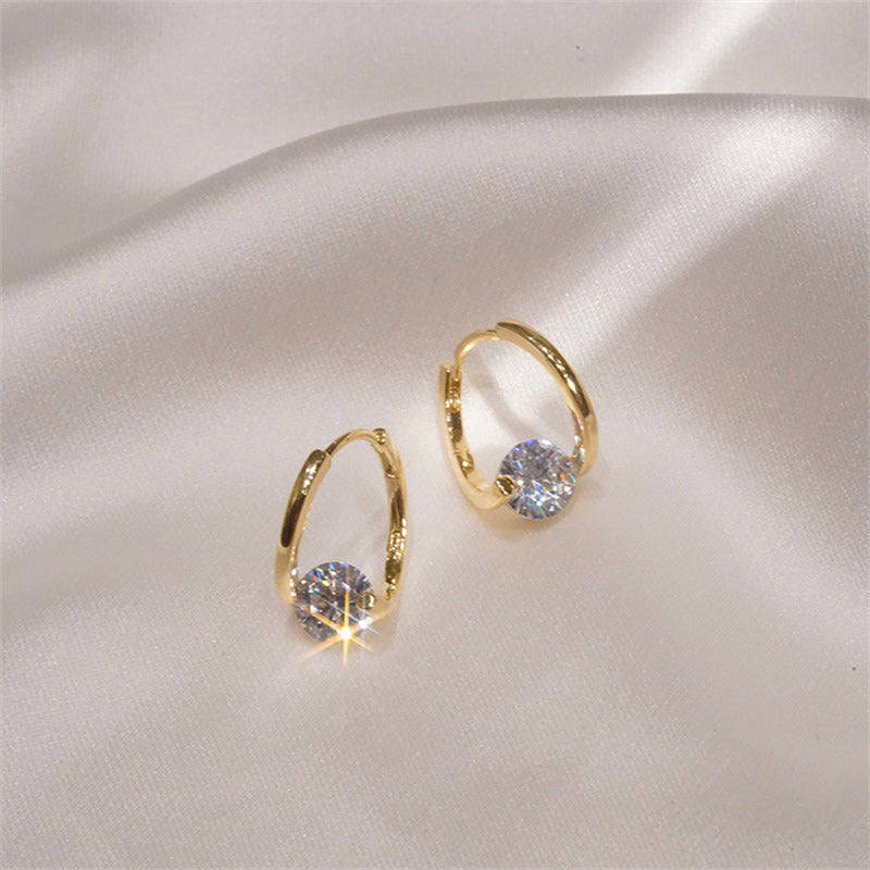 Cross Design Temperament Light Luxury Full Diamond Earrings