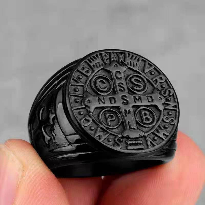 Titanium Steel Ring Cspb Cross Men's Ring