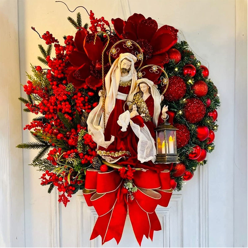 Sacred Christmas Wreath With Lights