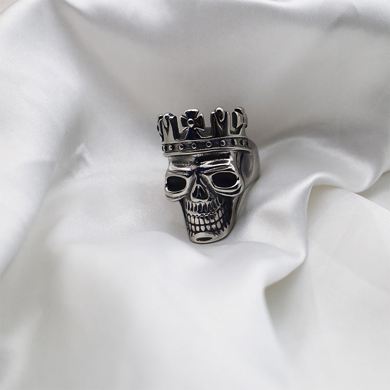 Folbom - Vintage Crown Skull Titanium Steel Ring