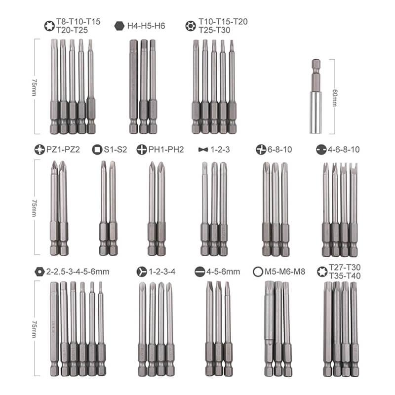 50 Pieces Of Lengthened Bits With Different Shapes