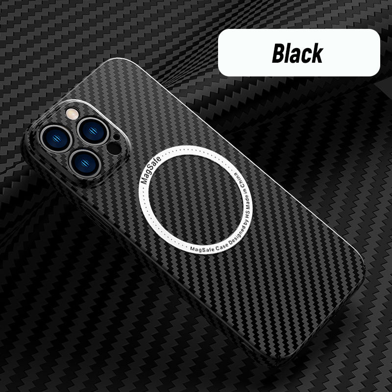 Contrasting Color Magnetic Carbon Phone Case