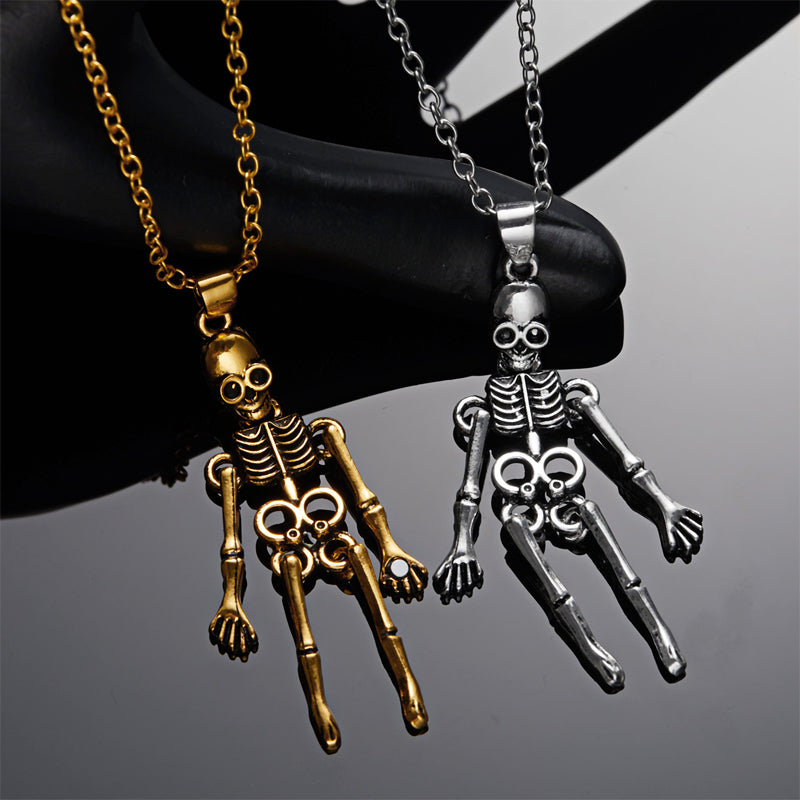 Skeleton Ghost Holding Couple Necklace