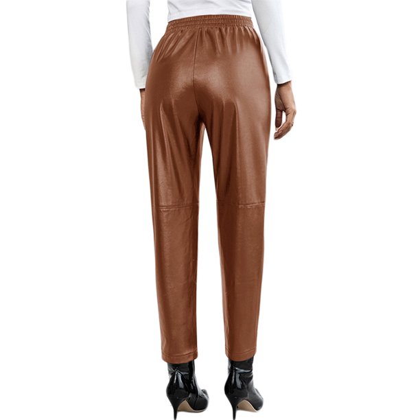 Elastic Leather Pants