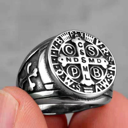 Titanium Steel Ring Cspb Cross Men's Ring