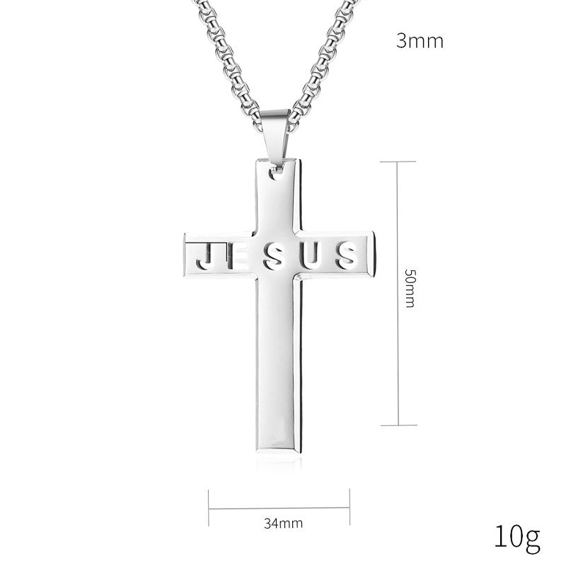 Jesus Stainless Steel Cross Necklace