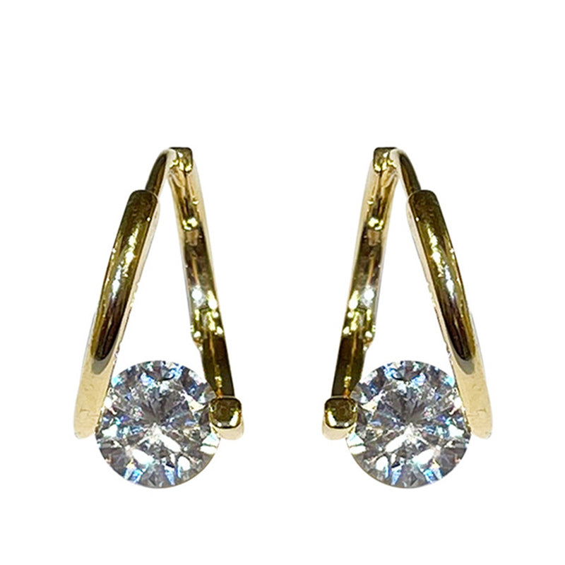 Cross Design Temperament Light Luxury Full Diamond Earrings