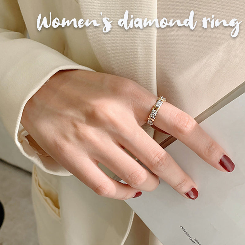 Women's Cross Two Tone Zircon Ring