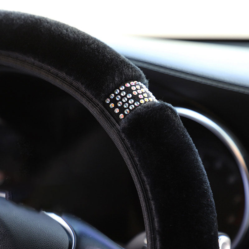 Shiny Rhinestone Fluffy Steering Wheel Cover