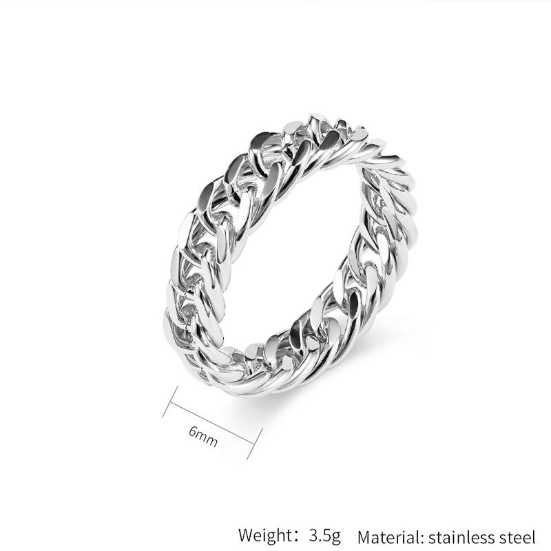 Double Woven Cuban Mirror Chain Ring Ring